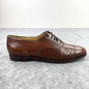 Bragano Shoes Men 11.5 B Brown Leather Oxford Brogue Cap Italy Preppy Career Ivy